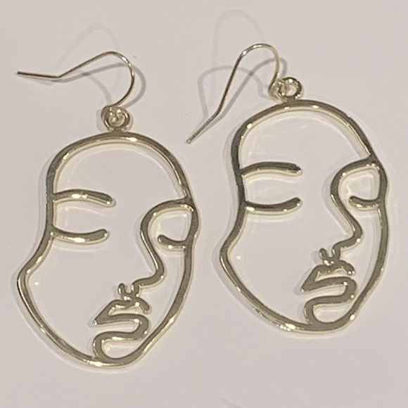 ✨NWT Abstract Minimal Face Dangle Earrings - Picture 1 of 9